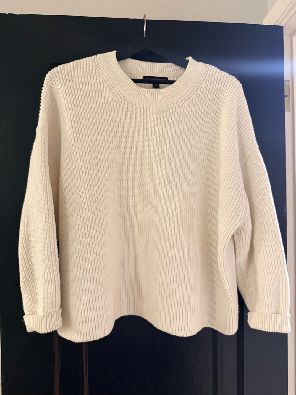 Banana Republic Off-White Ribbed Crewneck Sweater